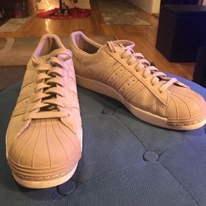 Cream color shell toe suede Adidas